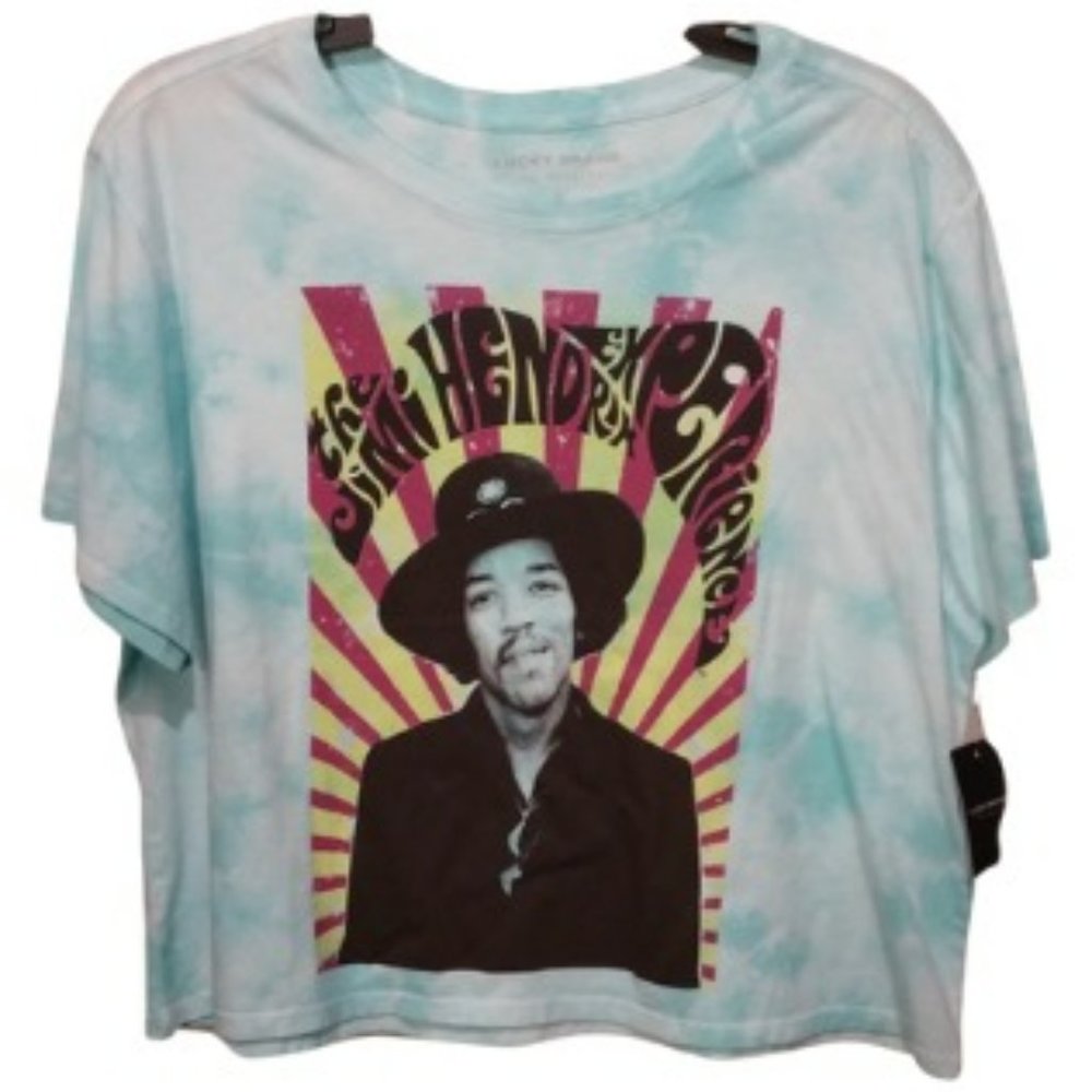 NEW- Lucky Brand Tie Dye Jimi Hendrix Crop Top Size Large